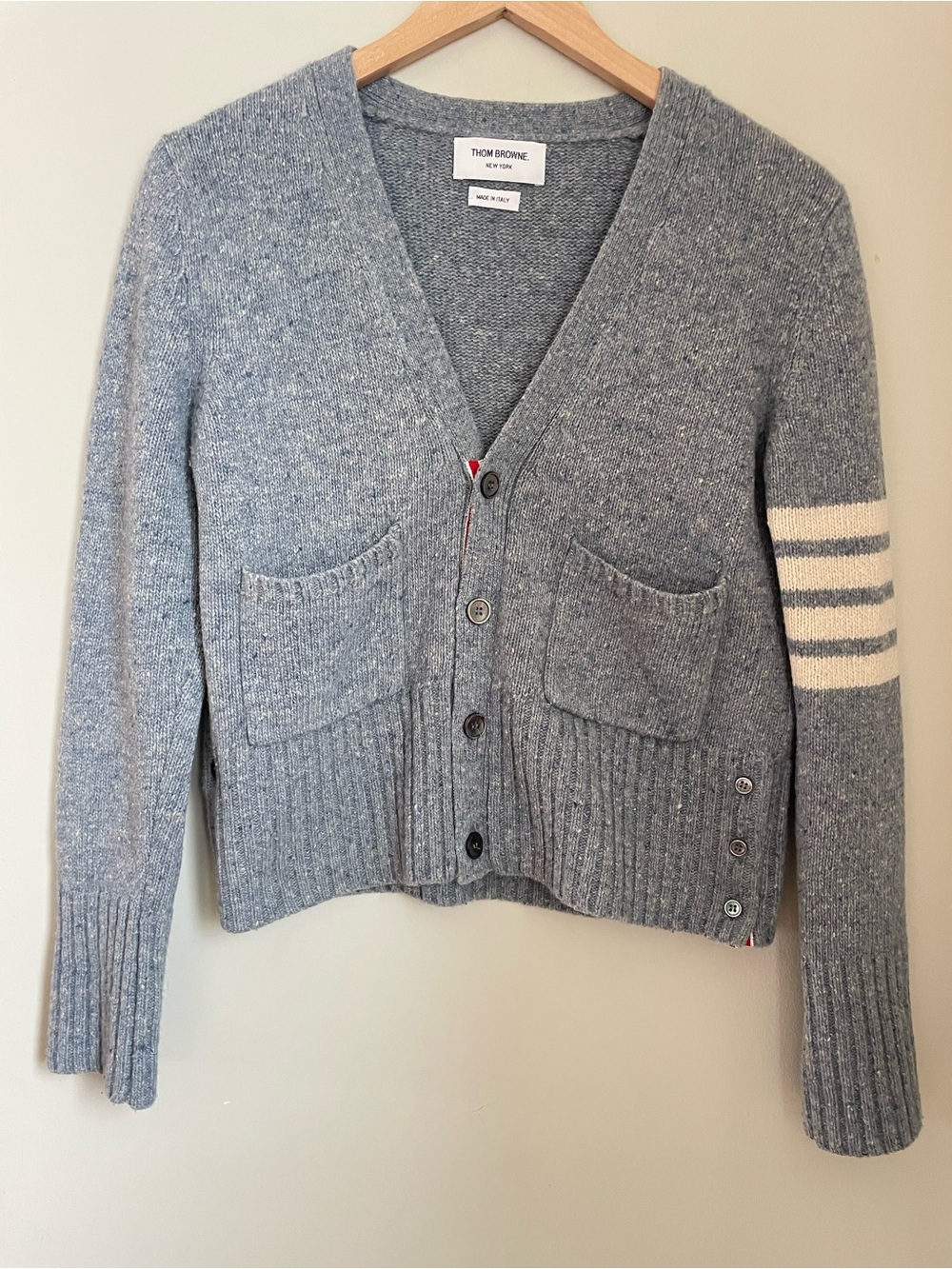 THOM BROWNE Wool And Mohair Cardigan Blue Size 1 Small Preppy Luxury